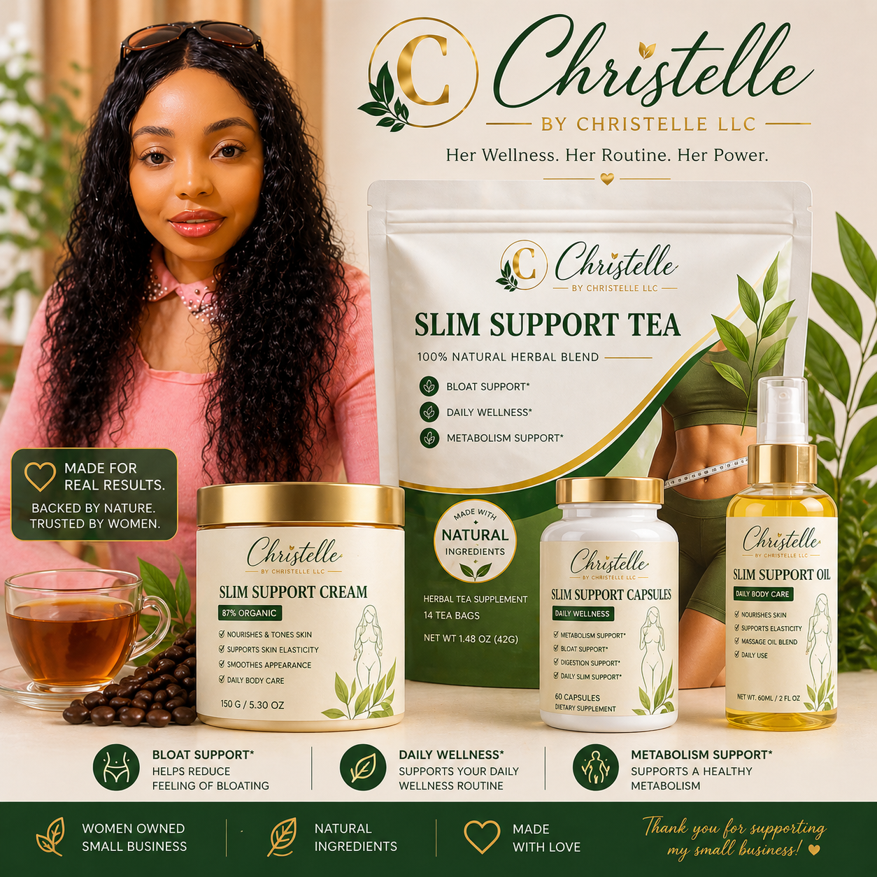 Christelle Slim Support Tea Wellness Set – Natural Herbal Blend