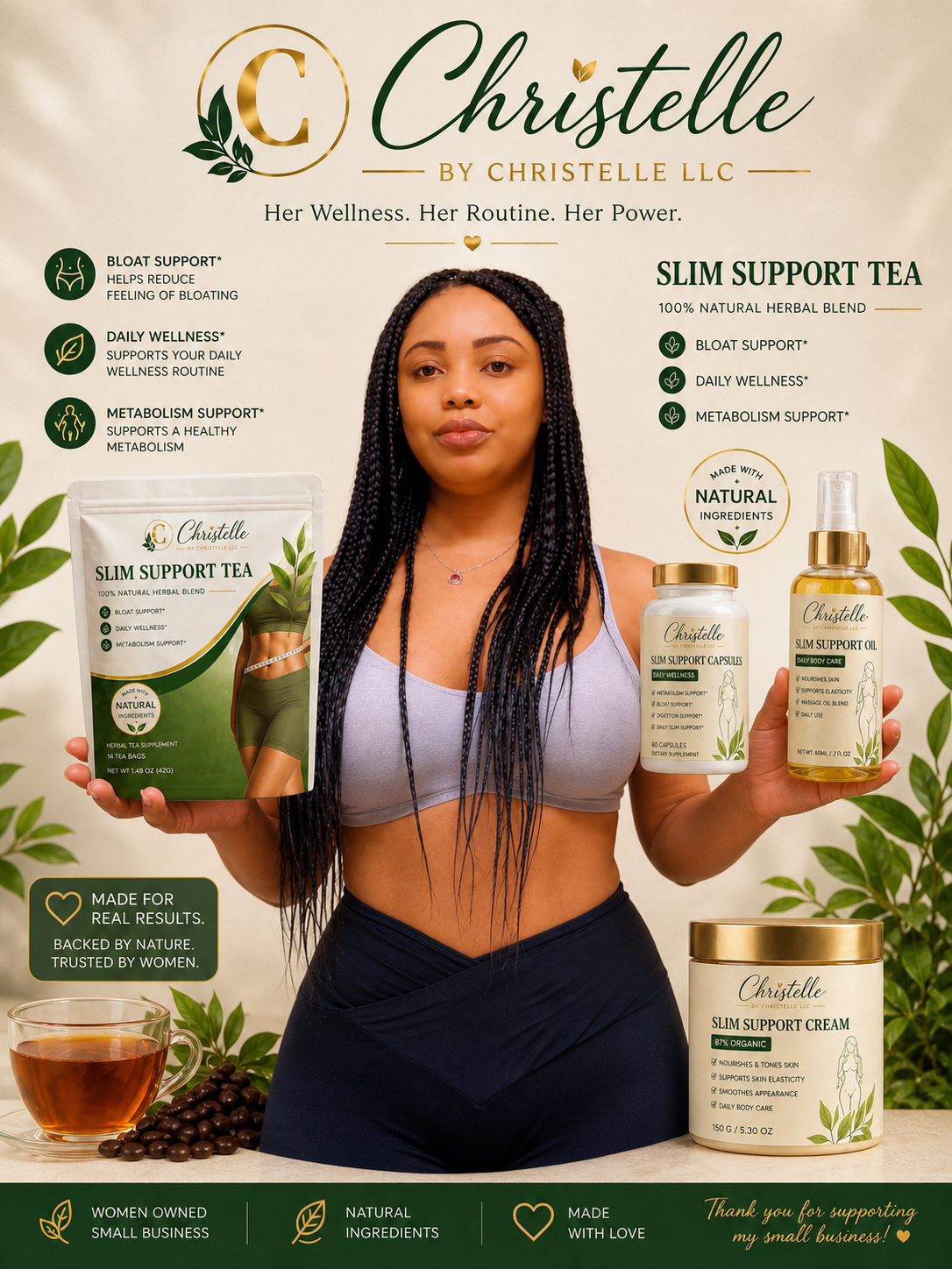 Christelle Slim Support Tea Wellness Set – Natural Herbal Blend