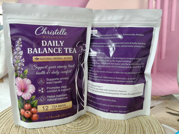 Christelle Wellness Daily Balance Tea – Natural Herbal Blend for Women’s Wellness (12 Tea Bags)