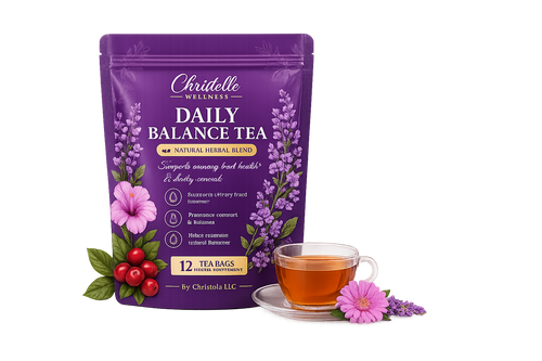 Christelle Wellness Daily Balance Tea – Natural Herbal Blend for Women’s Wellness (12 Tea Bags)