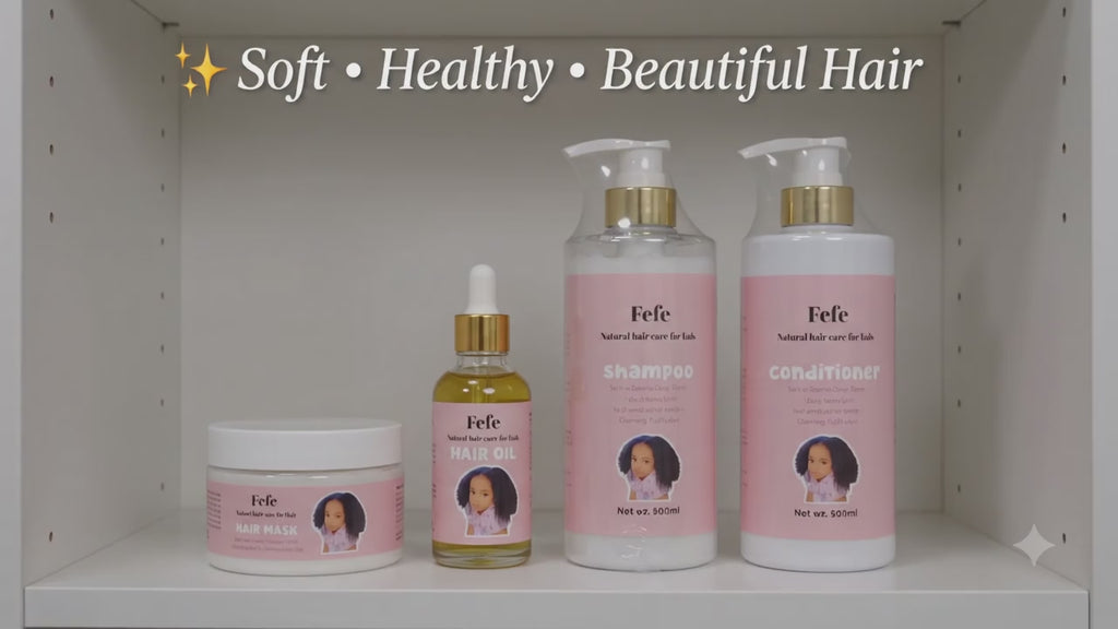 Fefe Kids Natural Hair Care Complete Set | Shampoo, Conditioner, Hair Oil & Hair Mask for Curly Hair ✨