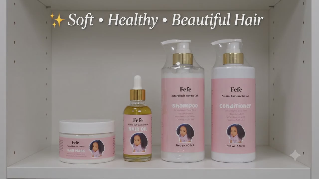 Fefe Kids Natural Hair Care Complete Set | Shampoo, Conditioner, Hair Oil & Hair Mask for Curly Hair ✨